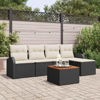 vidaXL Vidaxl - Conjunto De Sof&aacute; De Jard&iacute;n 6 Pcs Negro, Blanco