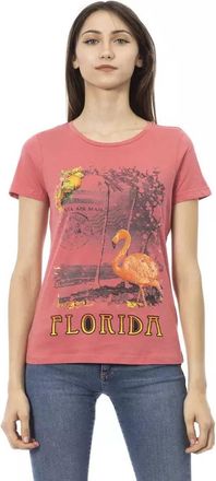 Trussardi Action T-shirt met korte mouwen - Dames - T-shirts - Roze - XL - Katoen - Tops