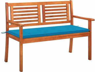 vidaXL Vidaxl - Banco de jardín 2 plazas madera maciza eucalipto y cojín 120 cm