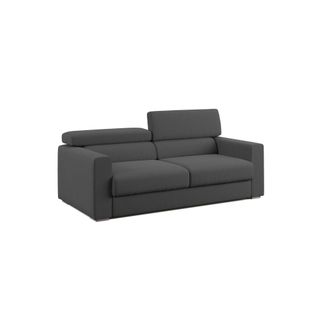 Divani.Store Dylan Sof&aacute; Con Pouf Extra&iacute;ble En Tejido Efecto Algod&oacute;n Impermeable 188 Cm Antracita