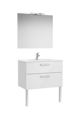 Roca Conjunto Victoria Base+lavabo 800 Blanco 2 Cajones Espejo Aplique Led