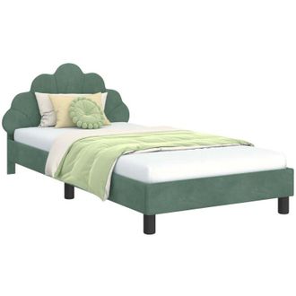 vidaXL Cama Para Ni&ntilde;os Con Cabecero Verde Mar 90 X 190 Cm Terciopelo Vidaxl