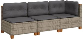 vidaXL Vidaxl - Sof&aacute; De Jard&iacute;n De 3 Plazas Con Cojines Rat&aacute;n Sint&eacute;tico Gris