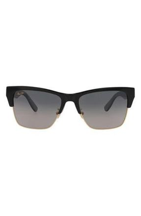Maui Jim 56mm Half Rim Sunglasses in Black Black Grey at Nordstrom Rack