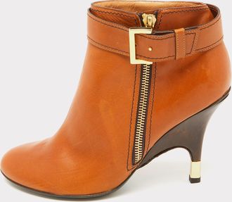 Giuseppe Zanotti Tan Leather Buckle Detail Ankle Length Boots