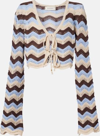 Bananhot Miana open-knit cotton-blend crop top