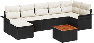 vidaXL Garden Sofa Set 8 pcs Black Poly rattan Vidaxl
