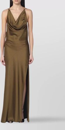 Andamane draped neckline halter neck open back dress