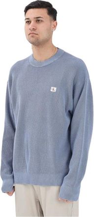 Calvin Klein Jeans Cotton Waffle Knit Jumper - Heren - Ronde hals truien - Blauw - M - Katoen - Truien & Vesten
