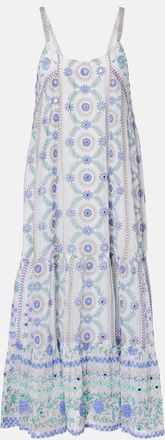 Juliet Dunn Embellished floral cotton midi dress