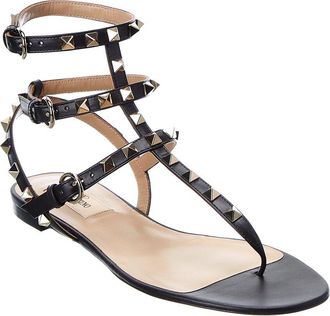 Valentino Rockstud Caged Leather Ankle Strap Sandal