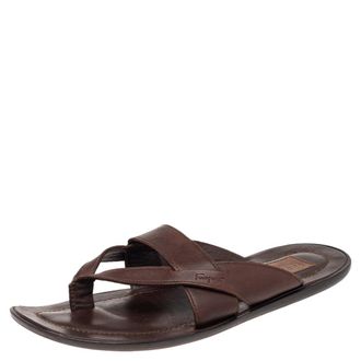 Ferragamo Brown Leather Thong Sandals