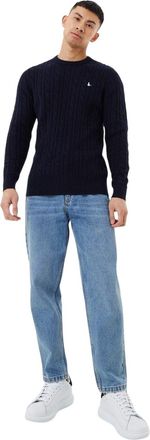 Jack Wills Heren Marlow Kabelgebreide Trui van Merino Wol (Marine)