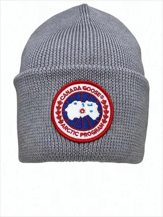 Canada Goose Textured Knit Beanie With Folded Cuff And Emblem