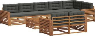vidaXL Conjunto De Sof&aacute;s De Exterior 9 Uds. Natural Y Antracita Vidaxl