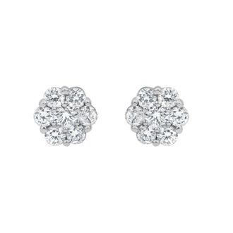 LuvMyJewelry Meadow 0.75 Ct TW Lab Grown Diamond Cluster Studs 14K Gold Earrings