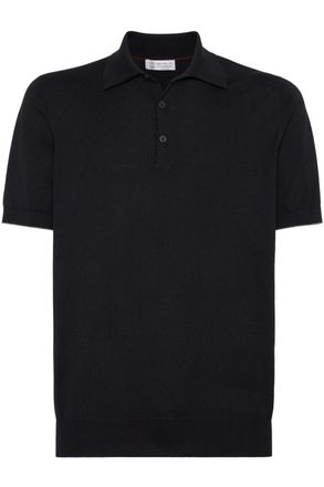 Brunello Cucinelli KNITTED POLO Size: 54, colour: BLUE
