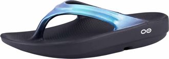 Oofos Womens Oolala Rubber Sandal In Blue Metalic