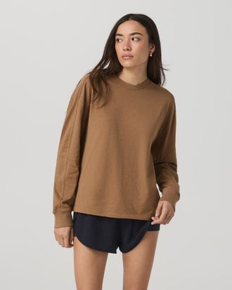 Vuori Clothing Long Sleeve Heavyweight Cotton Tee | Acorn | XS, Size Extra Small