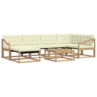vidaXL Conjunto De Sof&aacute;s De Exterior 7 Pcs Blanco Y Crema Vidaxl