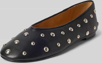 Inuovo Ballerinas aus Leder mit Nieten in Black, Gr&ouml;&szlig;e 36