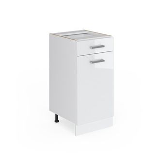 Vicco Mueble Bajo Universal R-line, Blanco Alto Brillo, 40 Cm Con Caj&oacute;n, Sin Encimera Vicco
