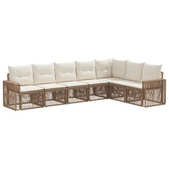 vidaXL Conjunto De Sof&aacute;s De Jard&iacute;n 7 Pcs Beige Y Blanco Crema Vidaxl