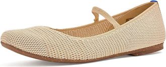 Rothy's The Max Square Mary Jane Womens Dress Flat Shoes Cream Raffia-knit : 9.5 M, Synthetic
