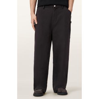 AllSaints Jackson Barrel Leg Trousers in Tanner Black at Nordstrom, Size 38