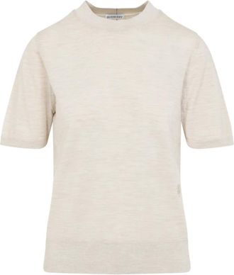 Burberry Truien & Vesten, Dames, Beige, M, Wol, Neutrale Wol T-Shirt Aw 25