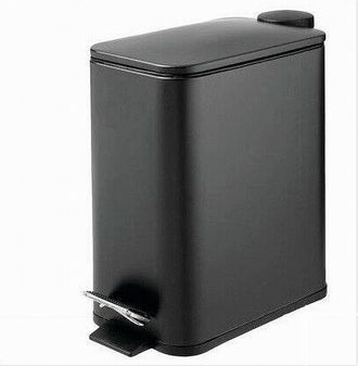 Trade Shop Trade Shop - Pattumiera In Acciaio Pedale 5lt Bidone Cestino Spazzatura Rettangolo Nero 87448