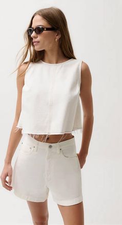 Pistola Denim Rue Crop Top In Off White