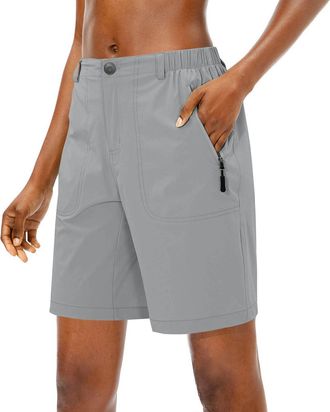 Generic Womens Lightweight Golf Shorts Quick Drying Breathable Zipper Button Sports Shorts with Elastic Waistband Beach Short Pants with Pockets