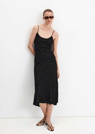 Mango Vestito raso dettagli ricamati nero - Donna - XS - MANGO