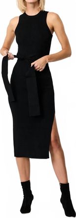 Toccin Piper Sleeveless Racer Tie-Front Midi Dress In Jet Black