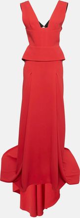 Roland Mouret Red Stretch Viscose Flared Lubelia Gown