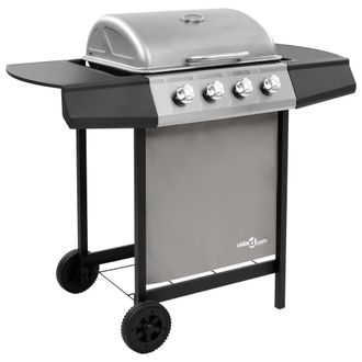Berkfield Home Gas BBQ Grill with 4 Burners Black & Silver (FR/BE/IT/UK/NL only)