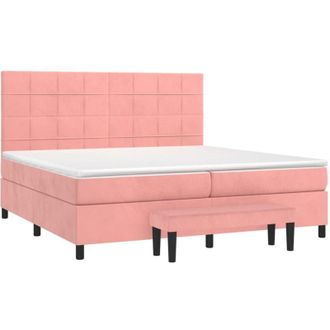 vidaXL Cama Box Spring Con Colch&oacute;n Terciopelo Rosa 200x200 Cm Vidaxl