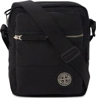 Stone Island Compass logo-patch messenger bag - Black