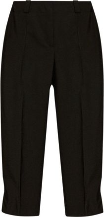 Kenzo logo-appliqu&eacute; wool cropped trousers - women - Wool - 42 - Black