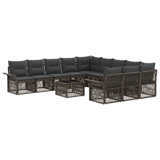 vidaXL Conjunto De Sof&aacute;s De Jard&iacute;n 12 Pcs Gris Rat&aacute;n Sint&eacute;tico Vidaxl