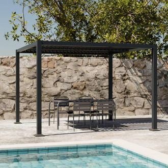 Sweeek Louvered Pergola Aluminium & Steel 3 X 3m in Grey