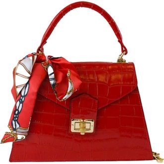 Persaman New York Croc Embossed Satchel Bag in Red at Nordstrom Rack