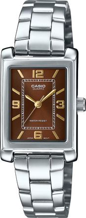 Casio Womens Brown Rectangle Tonneau Bracelet - LTP-1234DD-5ADF