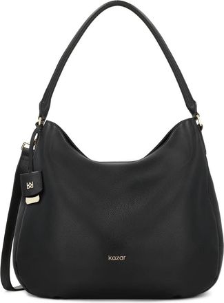 Kazar Zwarte leren hobo tas met hanger - Dames - Schoudertassen - Zwart - ONE Size - Leer - Tassen