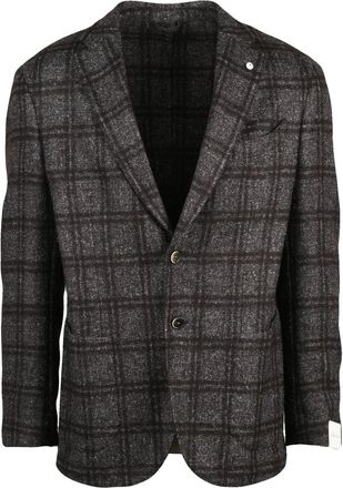 L.B.M. 1911 Textured Grey and Brown Round Jacket with Button Closure
