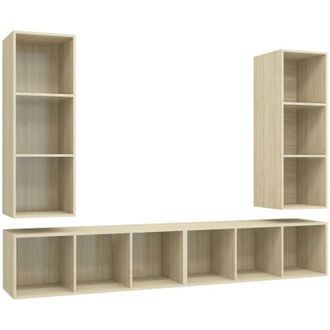 vidaXL Vidaxl - Muebles De Sal&oacute;n De Pared 4 Pzas Madera Ingenier&iacute;a Roble Sonoma