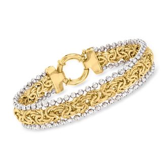 Ross-Simons Byzantine Beaded Bracelet in Sterling Silver and 18kt Yellow Gold Over Sterling
