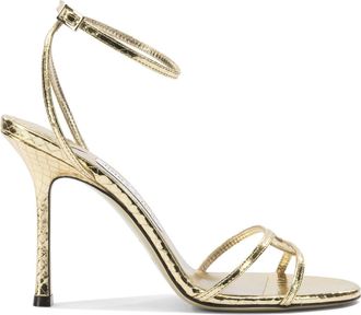 Jimmy Choo London Leo 100mm Sandali Oro-Donna