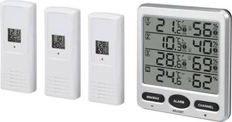 OEM [nunca Usado] Termohigr&oacute;metro Digital Lcd Inal&aacute;mbrico De 433 Mhz Para Interiores Y Exteriores Con Tres Sensores Remotos Y Funci&oacute;n De Alarma De Nivel D